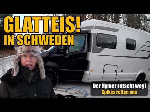 Überall Glatteis in Schweden – der Hymer rutscht weg