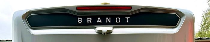 Heck unseres Hymer MLT 780 mit dem Schriftzug BRANDT